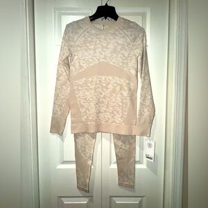 SAGE brand ivory and tape top and bottom set. Size small. NWT